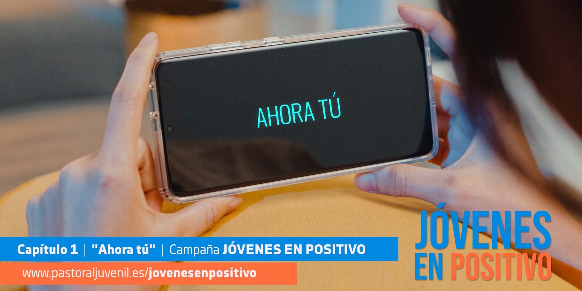 Young Asia lady use smart phone with blank black screen mock up